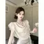 Áo sơ mi cổ gió Pure Desire Mùa hè 2026 Phong cách mới Xù Áo sơ mi voan ruy băng tay bay nhỏ phù hợp