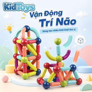 Bộ xếp hình nam châm KidToys 64 chi tiết - Ghép mô hình sáng tạo bé vui học tư duy