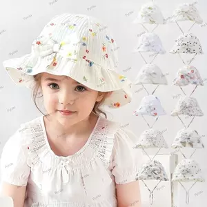 Mũ ngư dân trẻ em PYCOU, Mũ công chúa in hình mỏng, Mũ xô có thể điều chỉnh thời trang dễ thương mùa xuân hè