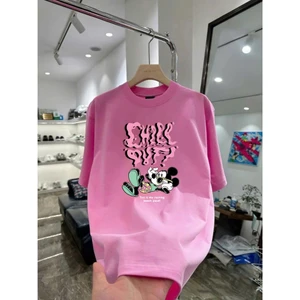 （Giao hàng 24h）Angela Áo thun hoạt hình Mickey MK102 unisex nam nữ form rộng 100% Cotton