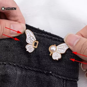 KUZHEN 1 Cặp Bướm Eo Bule Cho Nữ Váy Quần Jean Có Thể Điều Chỉnh Eo Kẹp Thắt Lưng Nút Kim Loại Chân Quần Áo Phụ Kiện HOT