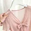 Phong cách dịu dàng Retro Chấm Bi Nơ Tay Ngắn Nữ Mùa Hè Phong Cách Mới Cổ Chữ V Pháp Tính Khí Giảm Tuổi