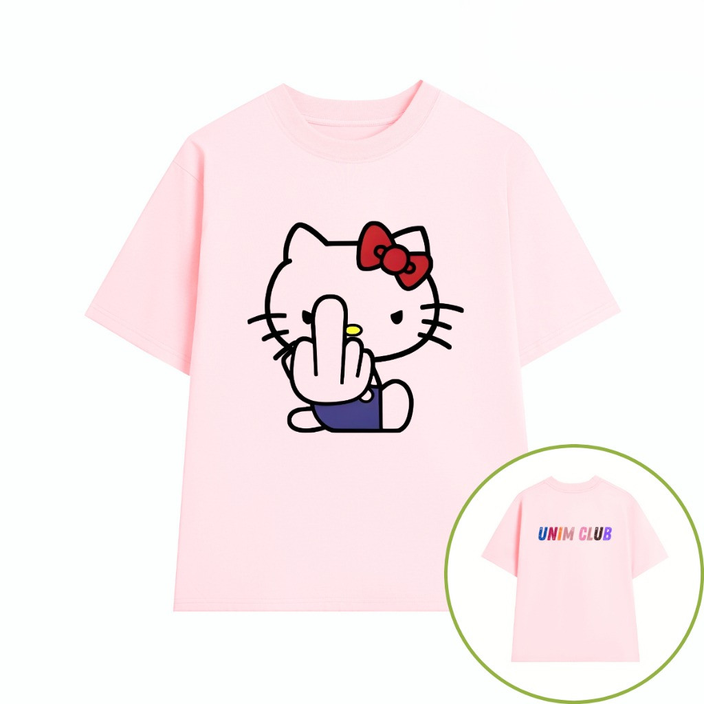（Giao hàng 24h）Angela Áo Thun Hello Kitty Giơ Ngón Tay Giữa Unim Club Cotton Việt Mềm Mịn Thoáng Mát Form Rộng Oversize