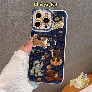 Ốp điện thoại hình chó mèo màu xanh đậm cho iPhone 17 Pro 13 14 15 Plus 11 12 16 Pro Max XR Xs Max 7Plus 6 8 SE
