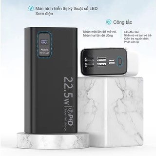55K7 sạc dự phòng  Pro PD22.5w Sạc nhanh pin dự phòng màn hình led tích hợp tích hợp (10000mAh-50000mAh)