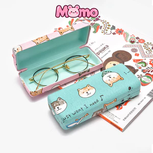 Hộp đựng kính bằng vải cotton và vải lanh hình hoạt hình dễ thương cho trẻ em, chống va đập