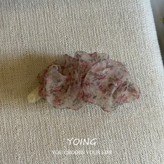 Yoing / Retro Floral Gạc Scrunchy Phụ kiện tóc buộc tóc