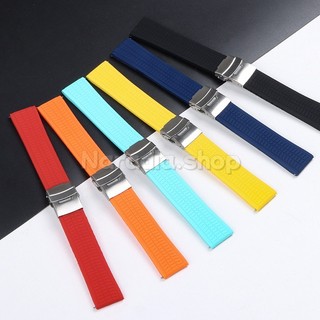 Phát hành nhanh Khóa gấp 20 / 22 / 24mm Dây đeo đồng hồ silicon bền bỉ Lặn cao su Dây đeo đồng hồ nam nữ Dây đeo cổ tay thể thao