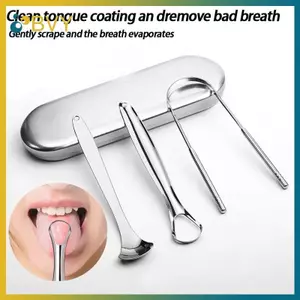 Dụng cụ cạo lưỡi chữ U bằng thép không gỉ BVY Loại bỏ chuyên nghiệp Dụng cụ chăm sóc vệ sinh răng miệng hôi miệng.