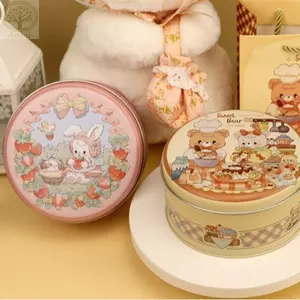 Hộp đựng kẹo AMLU, Hộp đựng bánh quy cứu trợ họa tiết hoạt hình Hộp sắt, Hộp đóng gói quà tặng hình tròn dung tích lớn cho đám cưới