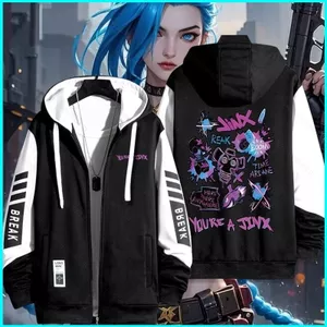 SY3 Arcane Liên Minh Huyền Thoại JINX anime Dây Kéo Áo Khoác Áo Unisex Top YS3