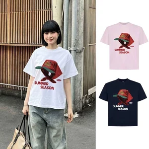 （Giao hàng 24h）Angela Áo thun boxy summer season cổ tròn vải cotton 2c thoáng mát đứng form in mix
