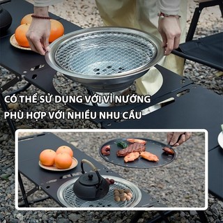 Bàn cắm trại ngoài trời có thể gập lại, di động, trọng lượng nhẹ, bàn dã ngoại bằng nhôm BBQ, bàn cắm trại