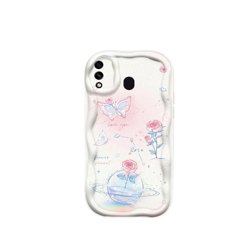 Thích Hợp Cho Samsung A20 A30 Phụ Kiện 3D TPU Mềm Hoa Tím Hoa Hồng Tulip Ins Phong Cách Chống Sốc Ốp Điện Thoại
