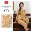 Bộ đồ mặc nhà nữ CARDINA chất liệu lanh áo cộc phối gấu và quần lửng 6BLL05