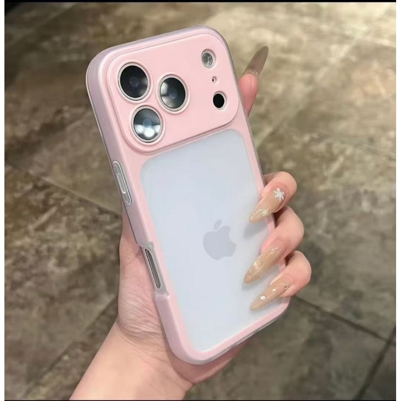 Ốp điện thoại viền silicon Acrylic mờ tối thiểu Thích hợp cho iPhone 17 16 15 14 13 Pro Max Ốp lưng