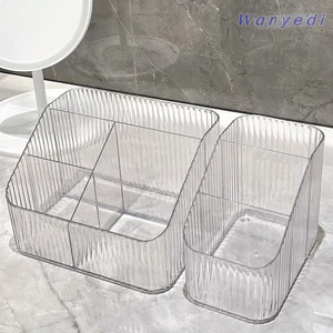 Hộp lưu trữ trang điểm Acrylic WANYEDI, Hộp lưu trữ mỹ phẩm 3 / 4 lưới trong suốt, Đồ lặt vặt để bàn đa chức năng