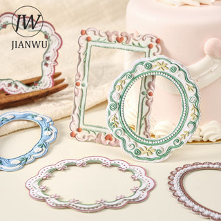 JIANWU Vintage Hoa Biên Giới Phong Cảnh Chất Liệu Cắt Dán Thêu Sò Nhãn Dán Sáng Tạo DIY Tạp Chí Văn Phòng Phẩm