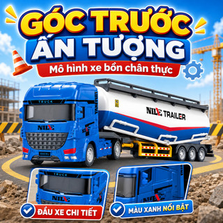 Bộ xe công trình quán tính – Mô phỏng xe ben, xe trộn, xe bồn – Chi tiết chân thực – Đồ chơi giáo dục sớm cho bé trai