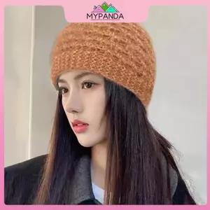 MYPANDA Thu Đông Đan Ấm Áp Thời Trang Màu Trơn Co Giãn Băng Đô Quấn Tóc Dành Cho Nữ Bé Gái Chống Gió Scrunchies Mũ Neerchief.