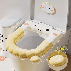 Đệm bồn cầu dính in hình hoạt hình có hương thơm, thích hợp cho mọi mùa, chống thấm nước và có tay cầm