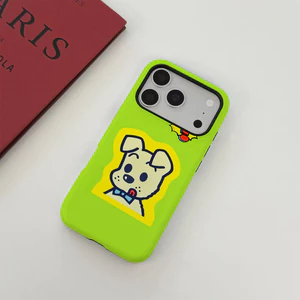 Ốp lưng iPhone Pop Art Puppy nền xanh Neon, Truyện tranh cổ điển Tương thích với iPhone17 / 16 / 15 / 14 / 13 / 12 / 11 Pro Max Plus Ốp bảo vệ họa tiết dòng di động 2 trong 1