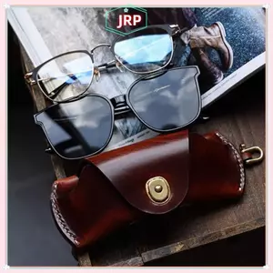 JRP Unisex Retro Treo Da PU Túi Kính Di Động Dây Treo Kính Mát Trường Hợp Đơn Giản Handmade Kính Bảo Quản Hộp JRP