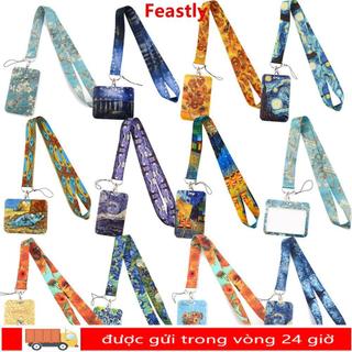 Giá đỡ huy hiệu FEASTLY Dây đeo cổ thời trang Van Gogh Charm ID Thẻ tín dụng