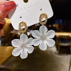AqToCna Mới Mờ Hoa Trắng Treo Bông Tai Cánh Hoa Ngọt Ngào Đơn Giản Bông Tai Đi Biển Kỳ Nghỉ Tai Trang Trí Cho Nữ AqToCna