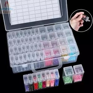 Hộp khoan phụ kiện thêu GILL, DIY có tay cầm Hộp lưu trữ hạt Perler, Hộp lưu trữ