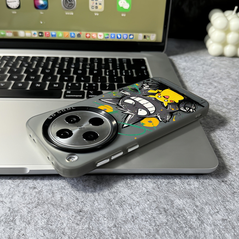 Dành cho Oppo Find X9 Ultra X9 Pro X8 Pro X7 Ultra Reno 15 Pro 15F 14F 13F “Pikachu Gengar ” Vỏ điện thoại cứng mờ siêu nhỏ / Vỏ Oppo chống sốc viền mềm