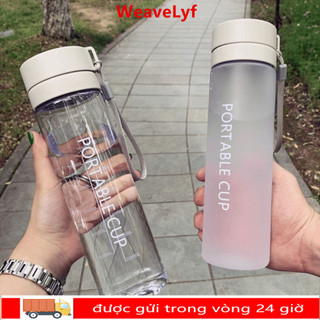 Cốc nước WEAVELYF, có dây buộc Chai nước thể thao dung tích lớn, Cốc nhựa trong suốt 800ML mờ di động ngoài trời