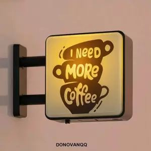 Dấu hiệu đèn góc cà phê DONOVANQQ, Bầu không khí sáng tạo Tủ lạnh phát sáng phong cách cổ điển, Nhãn dán tủ lạnh mini ba chiều