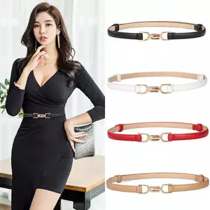 PNPIA- Thắt lưng da nữ thời trang đơn giản cho váy Thắt lưng mỏng có thể điều chỉnh Thắt lưng thắt lưng với Vintage Vàng Bule Faux Leathe