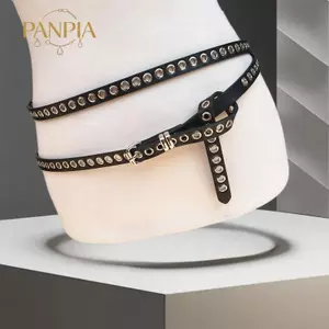 PNPIA- Thắt lưng hình tròn đôi mùa xuân mới dành cho nữ Dây thắt lưng đơn giản Bất kỳ nút thắt phù hợp với thắt lưng da kéo dài