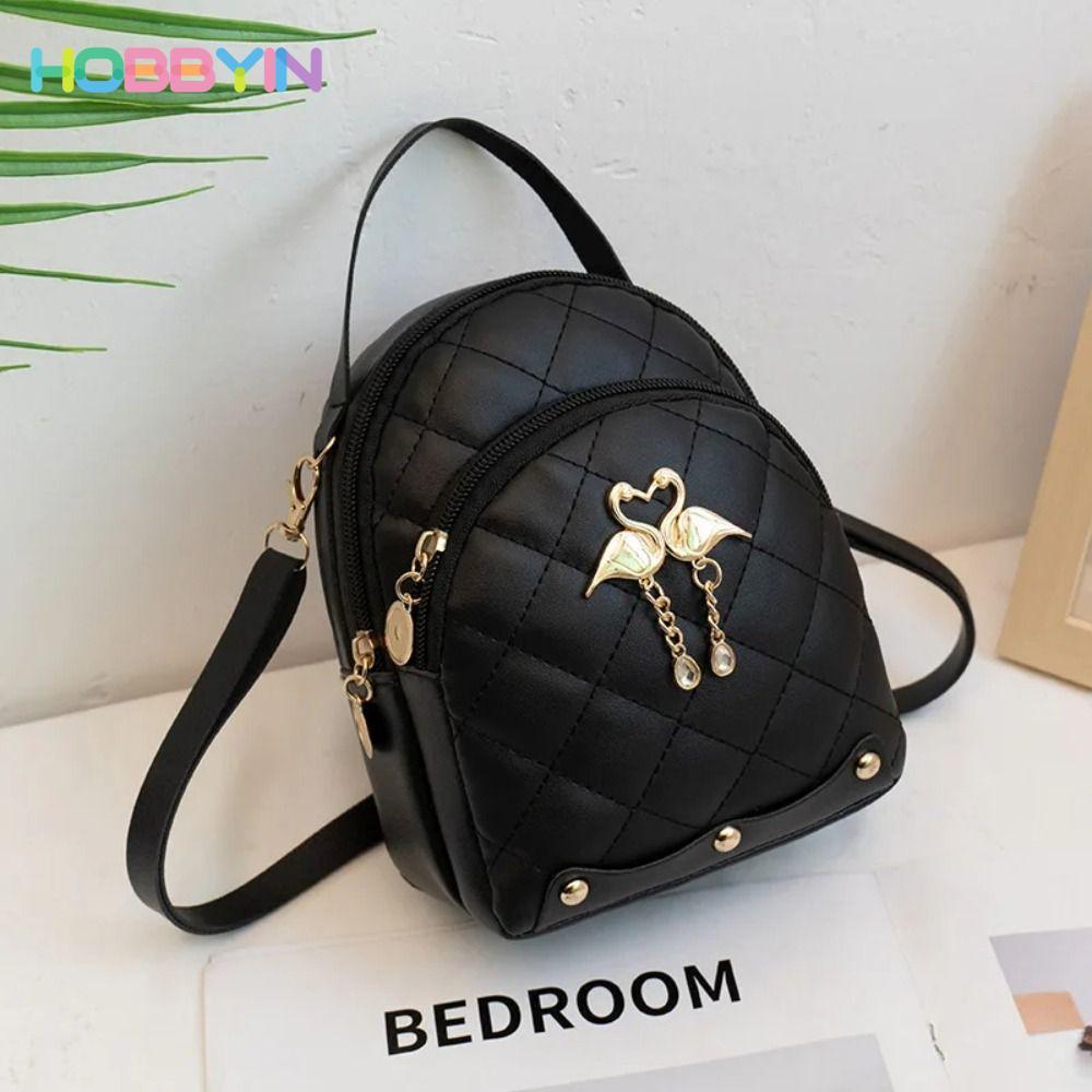 Túi Đựng Sách Da HOBBYIN, Ba Lô Mini Thêu Da PU, Thời Trang Dễ Thương Dung Tích Lớn Thiên Nga Đồ Trang Trí Túi Xách Nữ