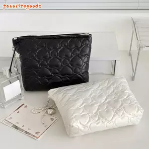Túi đựng mỹ phẩm chăn bông FAVORITEGOODS, Túi trang điểm chống nước đa chức năng, Túi đựng son môi trang điểm in hình tình yêu dung tích lớn Hàn Quốc Du lịch