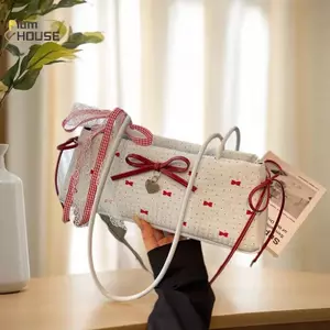 PlumHOUSE Túi Đeo Vai Nơ Dễ Thương Phong Cách Hàn Quốc, In Họa Tiết Nơ Ngọt Ngào, Hợp Thời Trang Cho Nữ, Quà Tặng VN