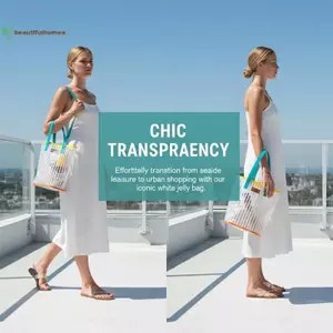 BeautifulHomeA PVC Trong Suốt Sọc Thạch Tote Túi Xách Chống Thấm Nước Rộng Rãi Lưu Trữ Cho Mùa Hè Du Lịch Ngoài Trời Sử Dụng VN