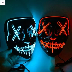 Halloween Kinh Dị Mặt nạ LED Ánh Sáng Lạnh Cảm Giác Kinh Dị Mới Lạ Ma Mũ Đội Đầu Cho Bạn Bè Gia Đình Hàng Xóm