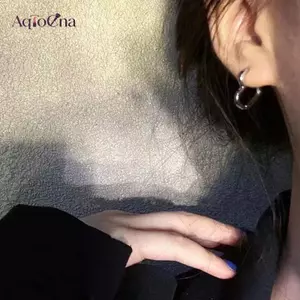 AqToCna 1 Cặp Bạc Hình Học Trái Tim Nữ Bông Tai Nhỏ Không Gây Dị Ứng Bông Tai Tặng Hàn Quốc Đơn Giản Hợp Thời Trang AqToCna