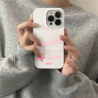 Ốp Lưng IPhone 13 15 11 17 16 12 14 ProMax  Chữ màu hồng ngọt 7 8Plus XR X XS Max