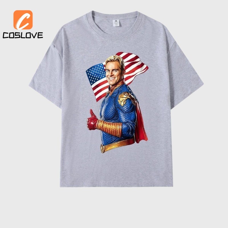 THE BOYS Homelander Người ủng hộ Phong cách Áo thun tay ngắn Top Mùa hè Trang phục hàng ngày Fan Made Style Homelander Áo thun