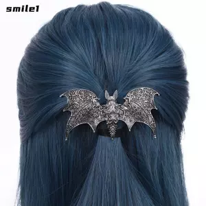 SMILE Gothic Tóc Barrette, Kẹp Tóc Dơi Vintage Hợp Kim, Hình Dơi Bạc Họa Tiết Rỗng Halloween Phụ Kiện Tóc Nữ