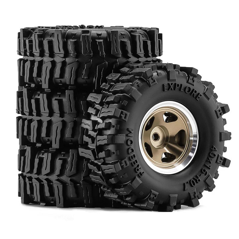 4 40mm 3mm Hex 0.7 "Kim Loại RC Bánh Xích Lốp Và Bánh Xe Cho 1 / 30 Trục SCX30 Ford Bronco Wrangler K10 Nâng Cấp Phần
