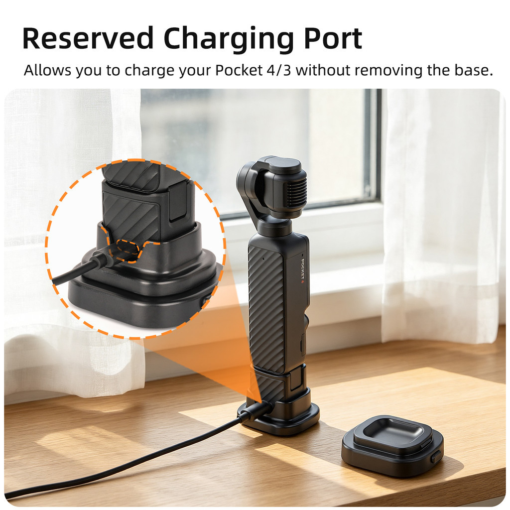Sunnylife Cho DJI Pocket 4 Giá Đỡ Ô Tô Và Để Bàn Cho DJI Pocket 4 / 3 2 Trong 1 Đế Có Thể Tháo Rời Để Bàn Thẳng Đế Phụ Kiện