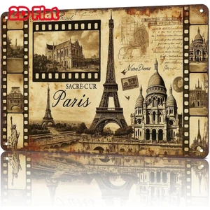 CIFbuy Vintage Paris Kim Loại Tường Ký Hiệu Retro Trang Trí Cho Gia Đình Phòng Khách Nhà Để Xe Thanh