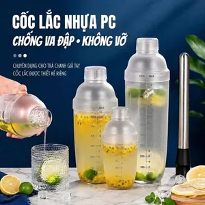 Cốc lắc nhựa pp kèm chày dầm, pha chế tiện lợi, dễ dùng hằng ngày