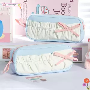 Túi đựng bút BEABOUT, Bút chì xếp li nơ chặn màu, Túi đựng bút chì dung tích lớn nhiều lớp đa chức năng dành cho học sinh