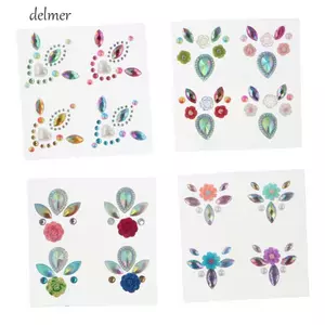 Nhãn dán kim cương giả cơ thể DELMER, Nhãn dán hình xăm trán lấp lánh DIY, Đề can kẻ mắt kim cương Trang sức mặt Thời trang đầy màu sắc Trẻ em Nhãn dán đá quý Dụng cụ trang điểm